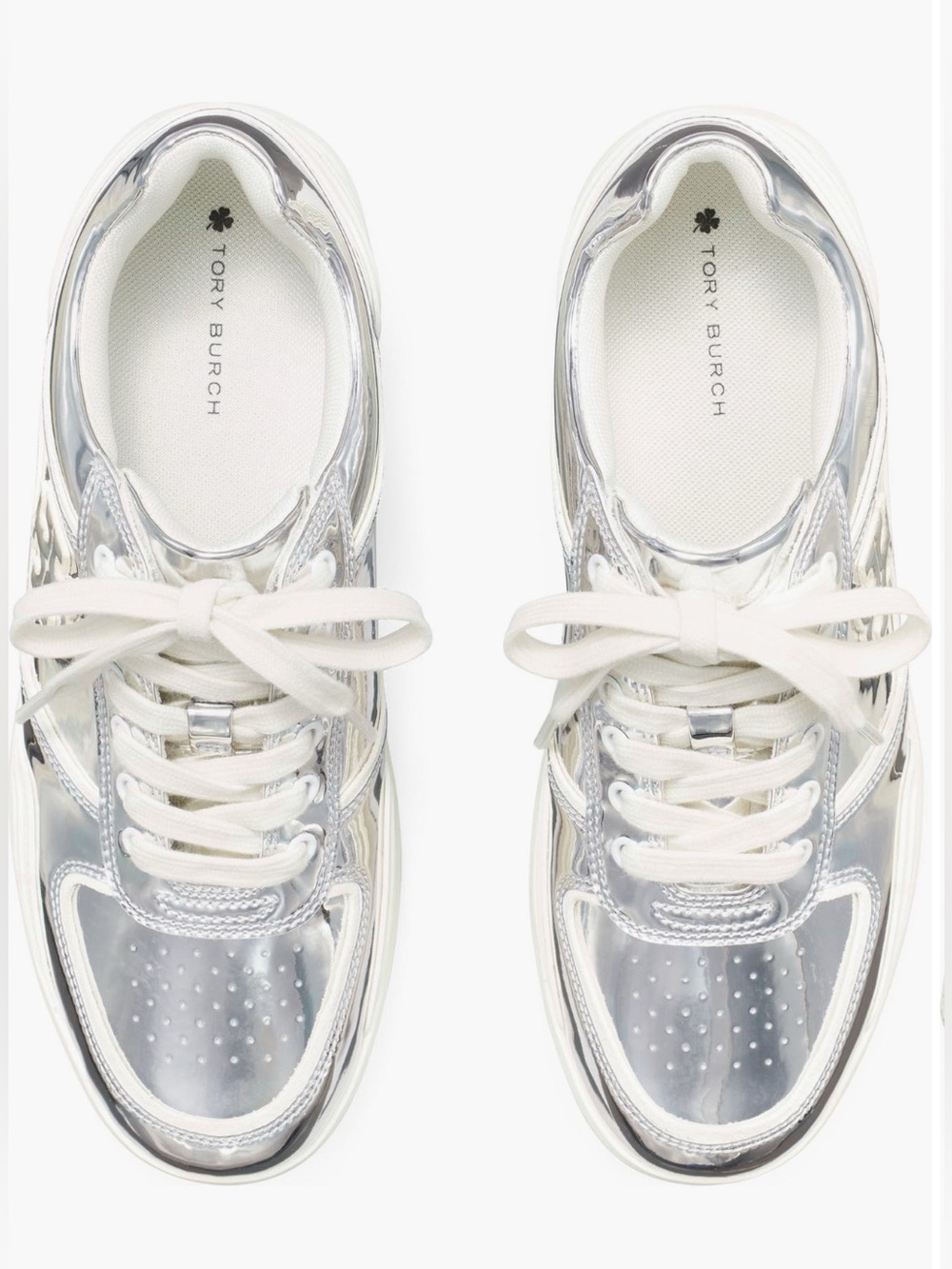 TORY BURCH
Women's Clover Court Lace Up
Low Top Sneakers

Color: Argento
SIZE: 5